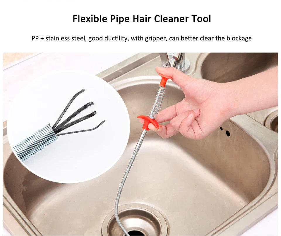 Flexible Drain Clog Remover – 2-in-1 Sink Snake