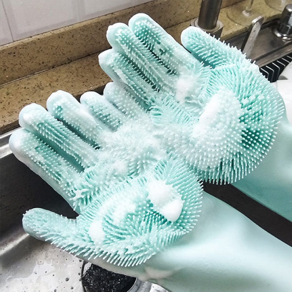 Magic Silicone Dishwashing Gloves – 2-in-1 Reusable