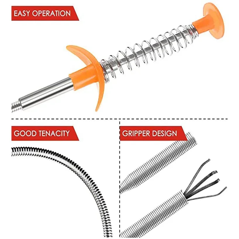 Flexible Drain Clog Remover – 2-in-1 Sink Snake