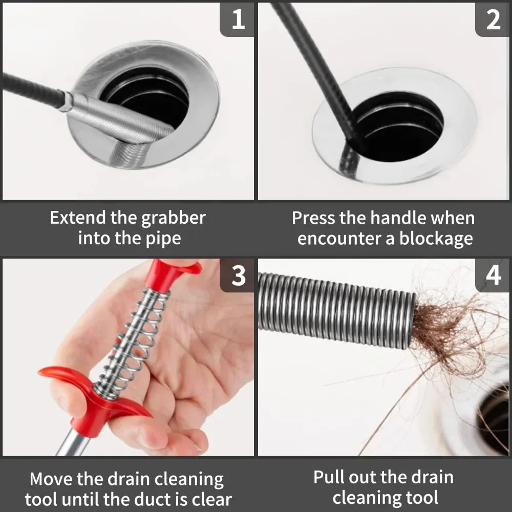 Flexible Drain Clog Remover – 2-in-1 Sink Snake