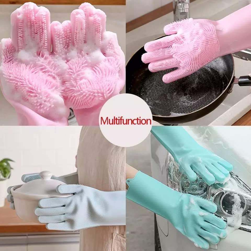 Magic Silicone Dishwashing Gloves – 2-in-1 Reusable